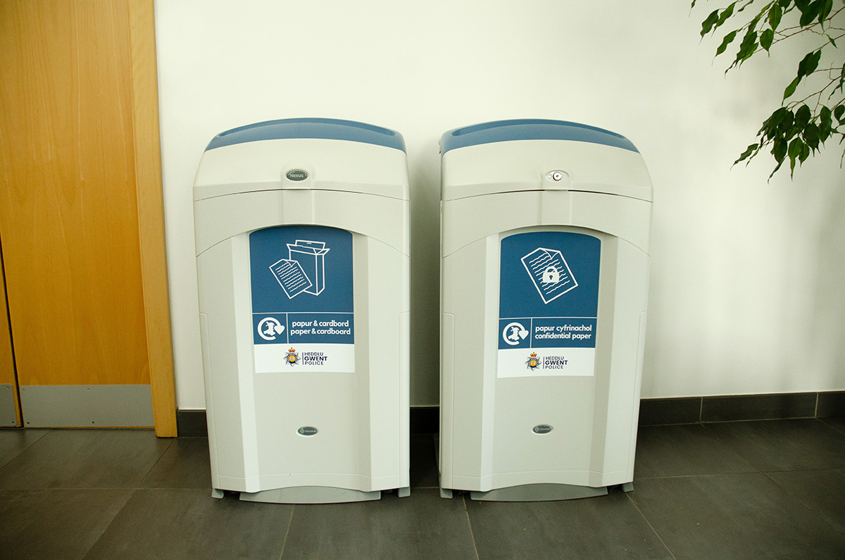 Nexus&reg; 100 Paper Recycling Bin personalised front graphic