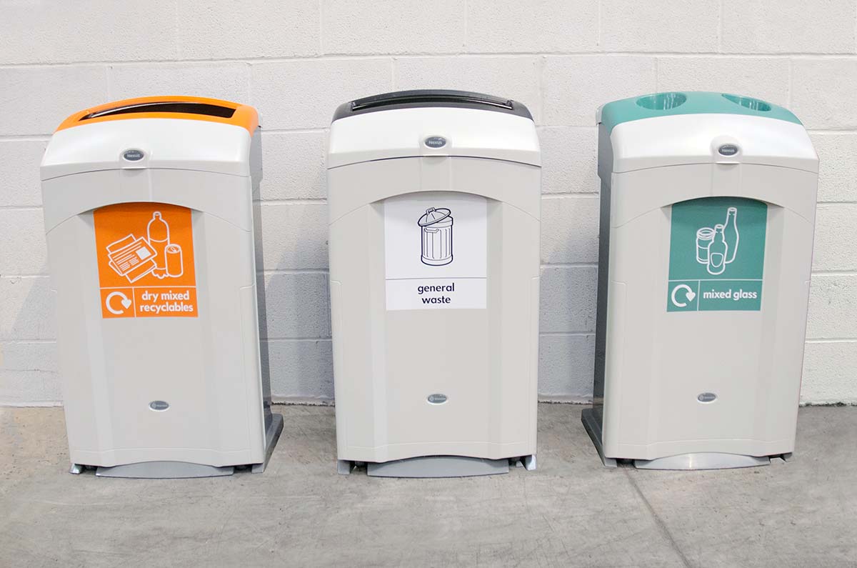 Nexus&reg; 100 Recycling Bins with personalised front graphics