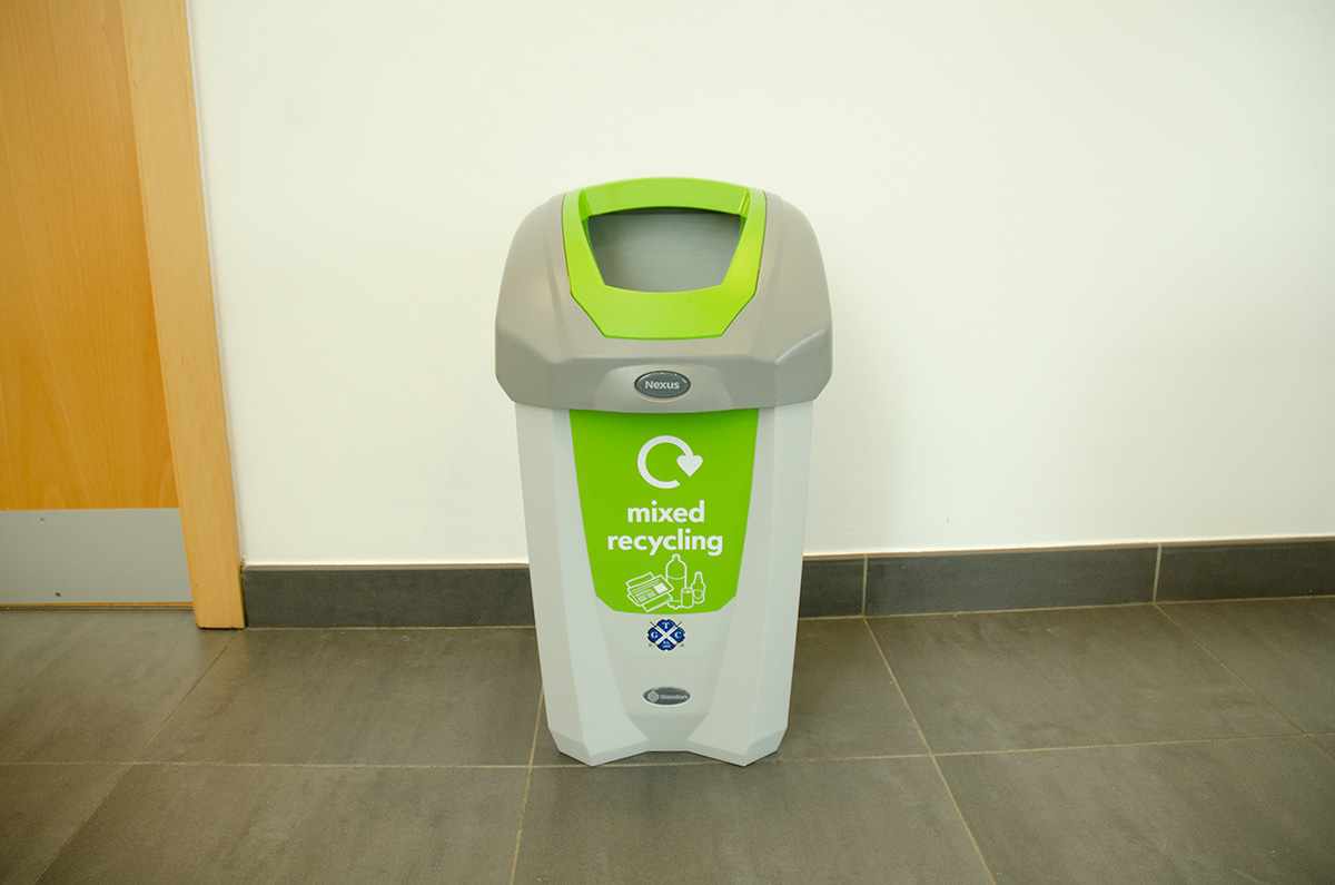 Nexus&reg; 30 Mixed Recyclables Recycling Bin with personalised front graphic