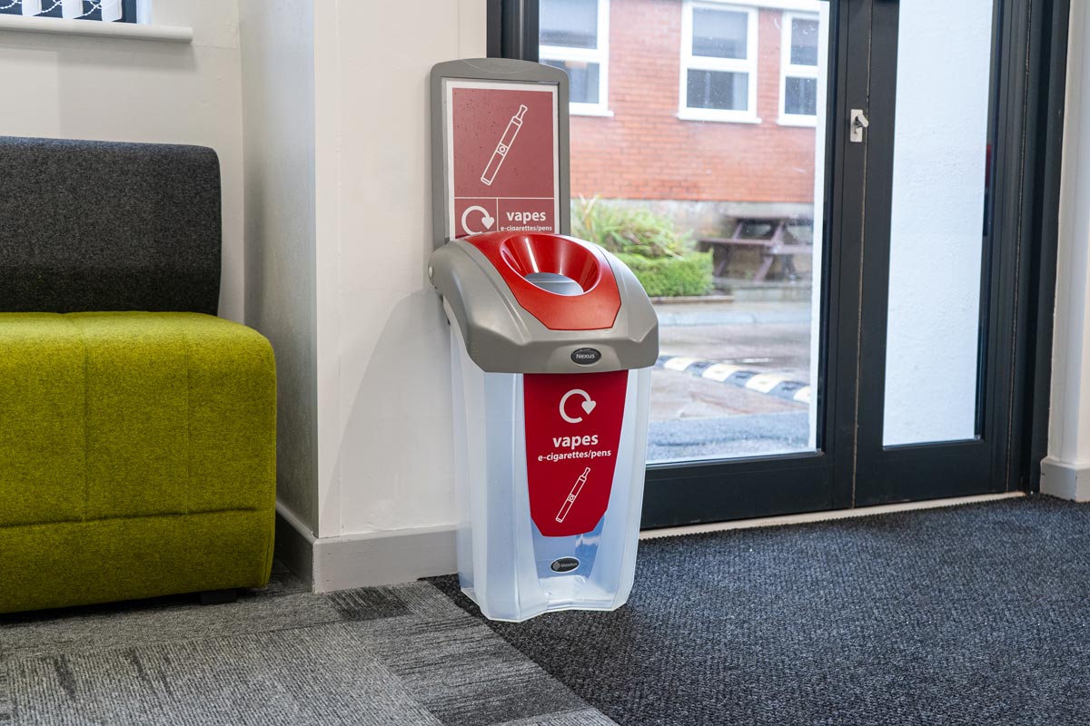 C-Thru Nexus&reg; 30 Vape Recycling Bin with Red personalisation