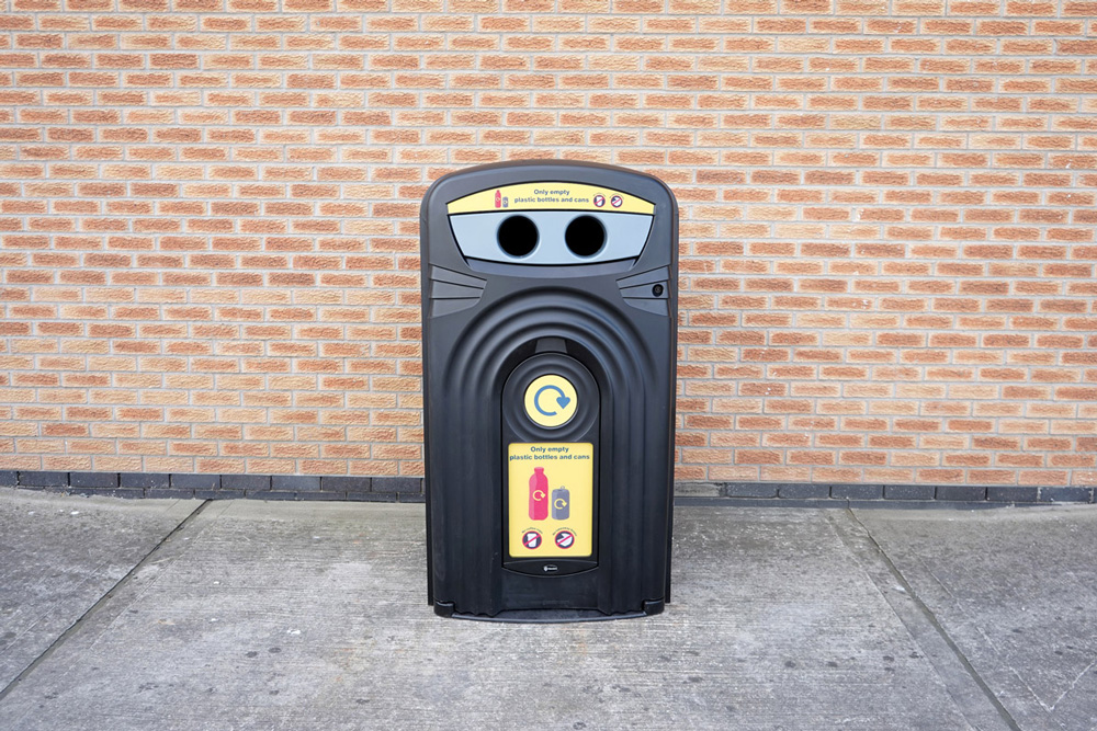 Nexus&reg; 360 Plastic Bottle Recycling Bin with personalised graphics