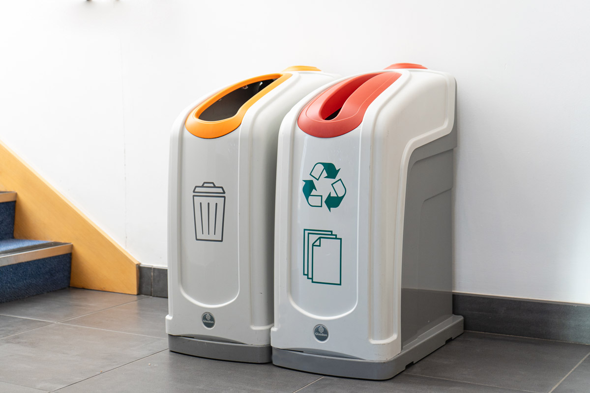Nexus&reg; 50 Recycling Bins with personalised front graphic
