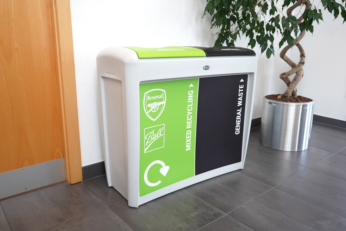 Nexus&reg; Evolution Duo Recycling Bin with personalised front graphics
