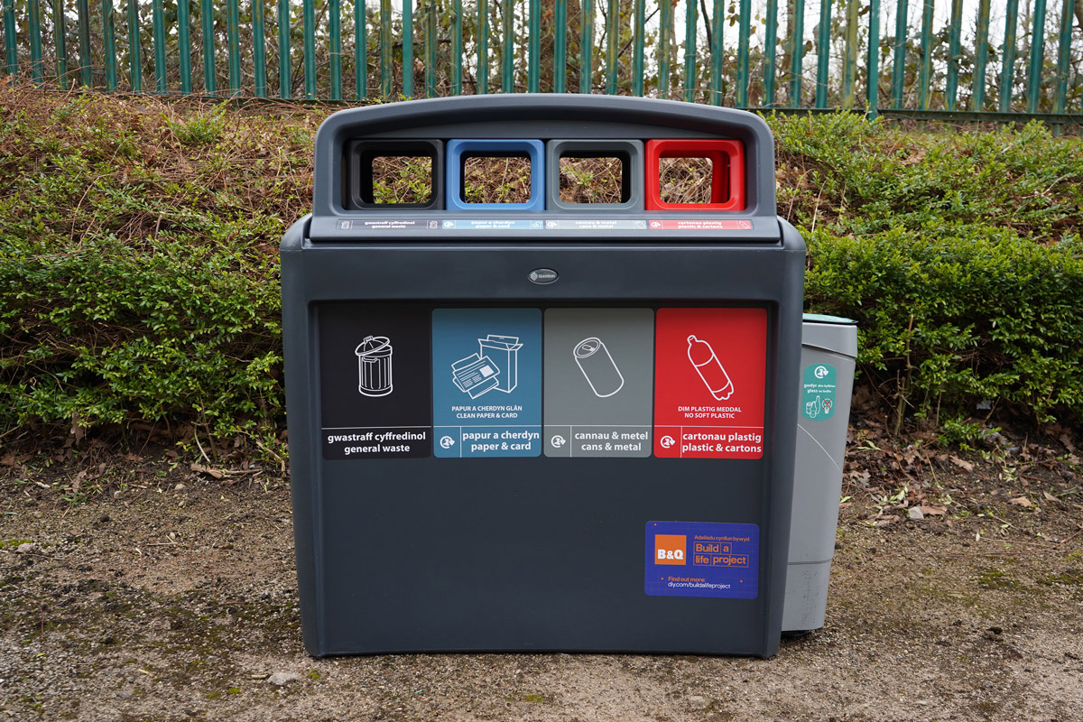 Nexus&reg; Evolution City Quad Recycling Bin with personalised front and aperture graphics