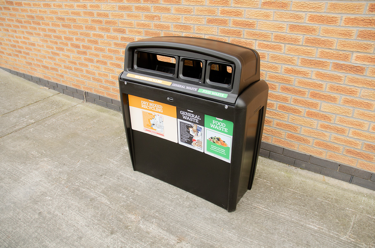 Nexus&reg; Evolution City Trio Recycling Bin with personalised front and aperture graphics
