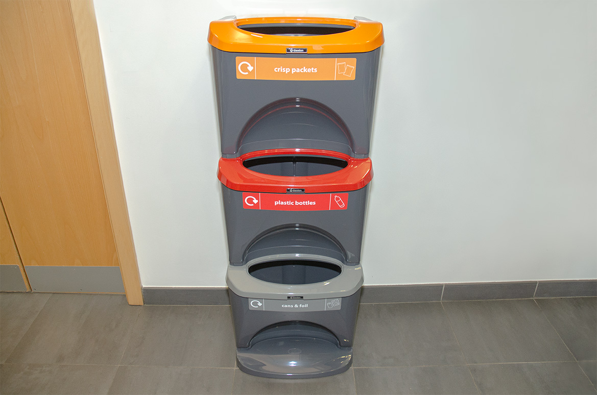 Nexus&reg; Stack 90 Recycling Bins with personalised front graphics
