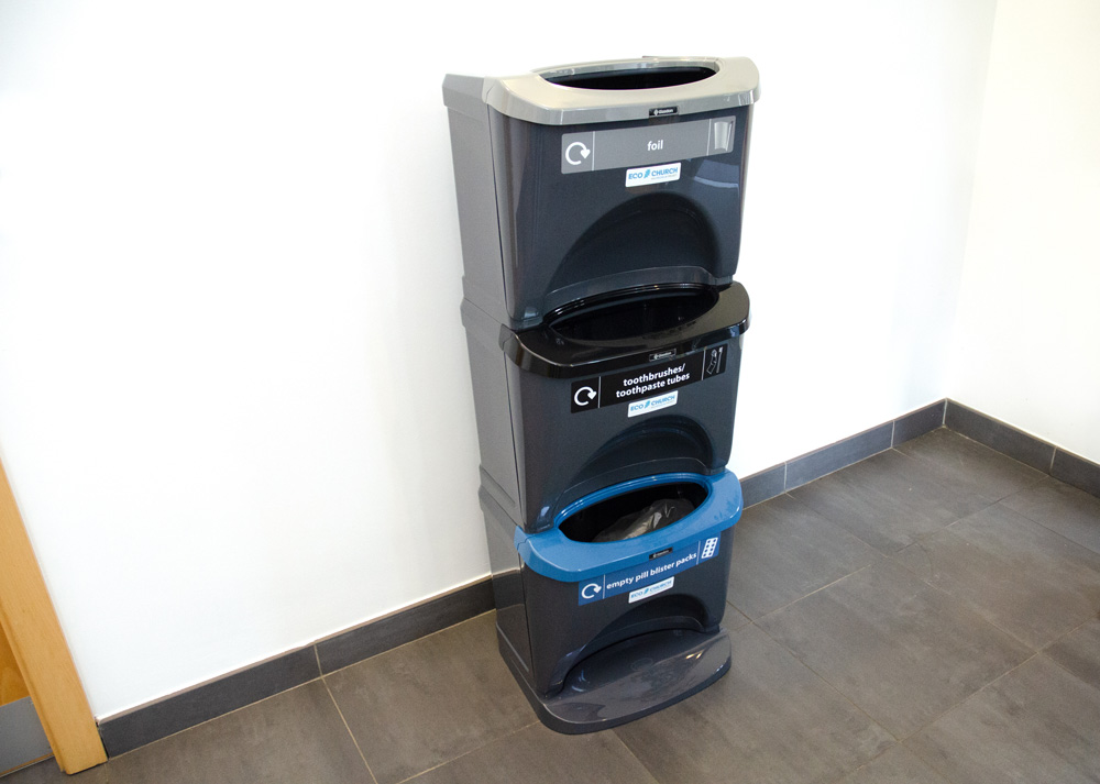 Nexus&reg; Stack 90 Recycling Bins with personalised front graphics
