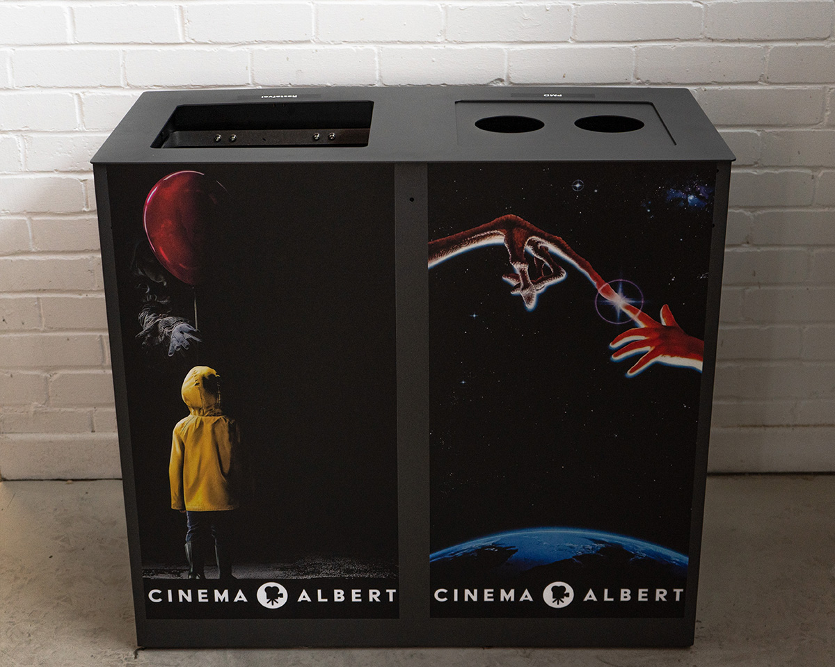 Nexus&reg; Style 170 Duo Recycling Bin with front and top graphic personalisation