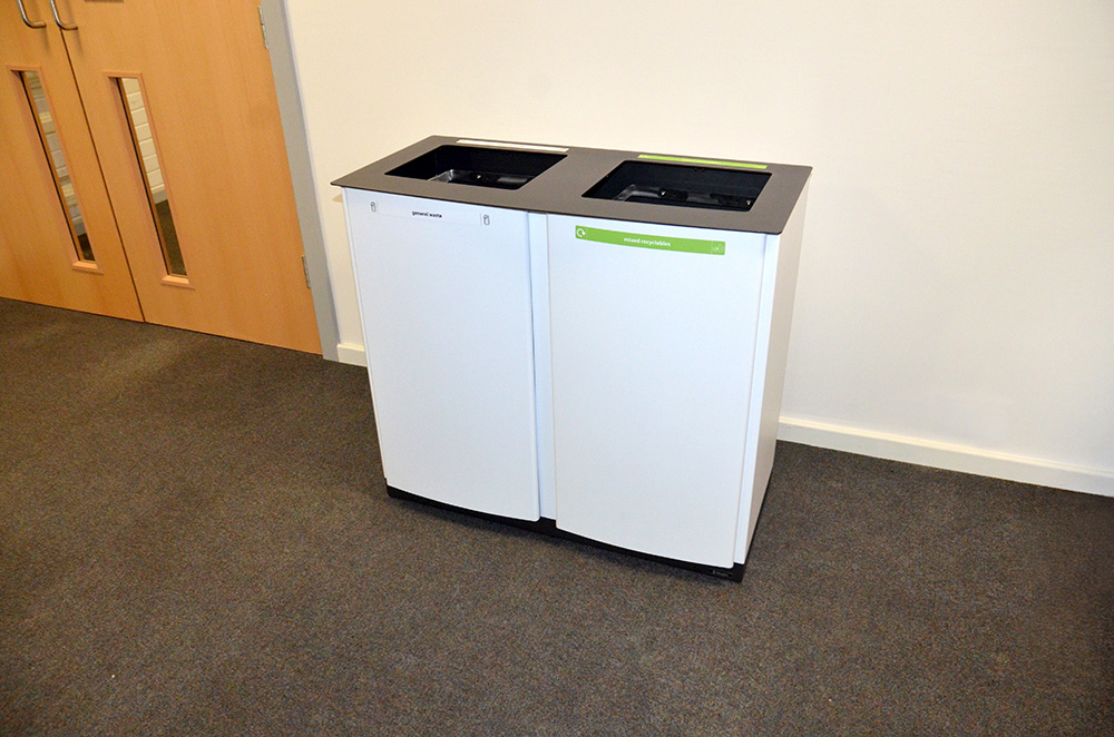 Nexus&reg; Style 170 Duo Recycling Bin full body wrap graphics