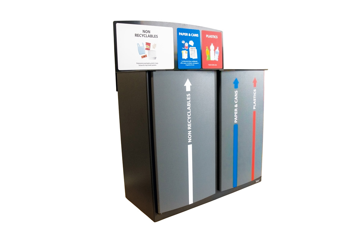 Nexus&reg; Style 170 Trio Recycling Bin with personalised graphics