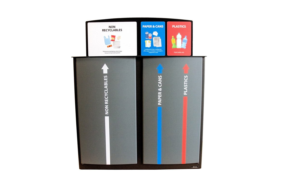 Nexus&reg; Style 170 Trio Recycling Bin with personalised graphics