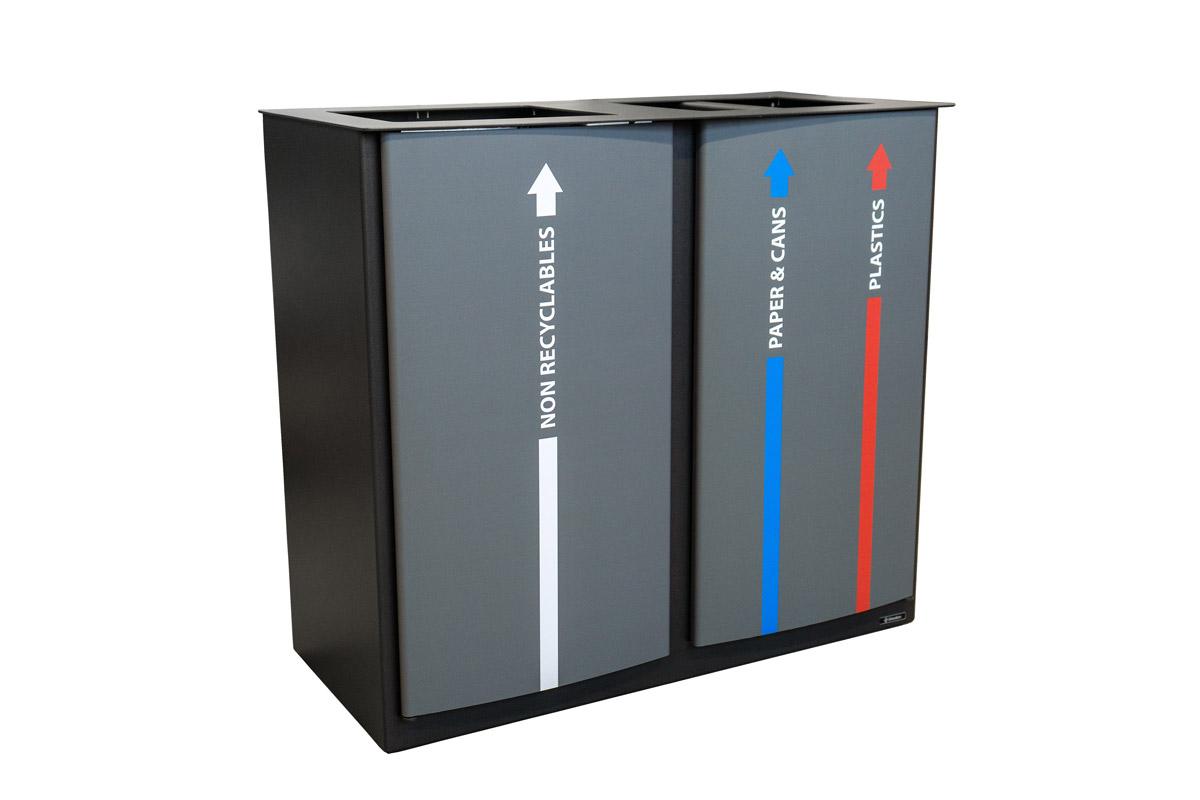 Nexus&reg; Style 170 Trio Recycling Bin with personalised graphics