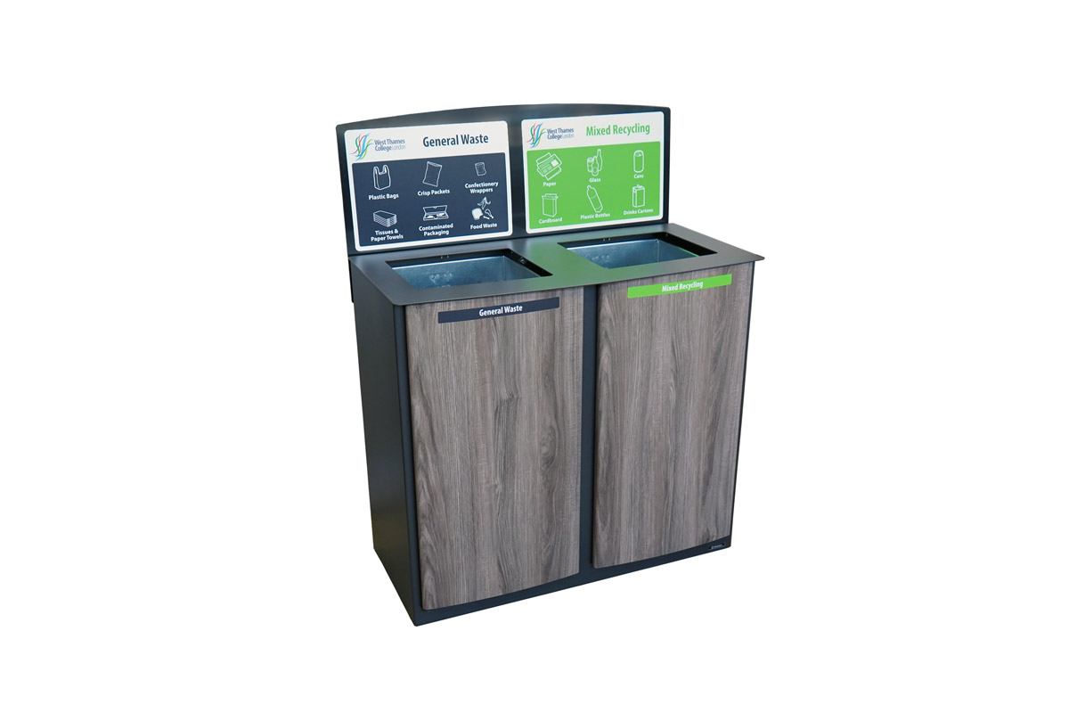 Nexus&reg; Style 170 Duo Recycling Bin with personalised sign kit