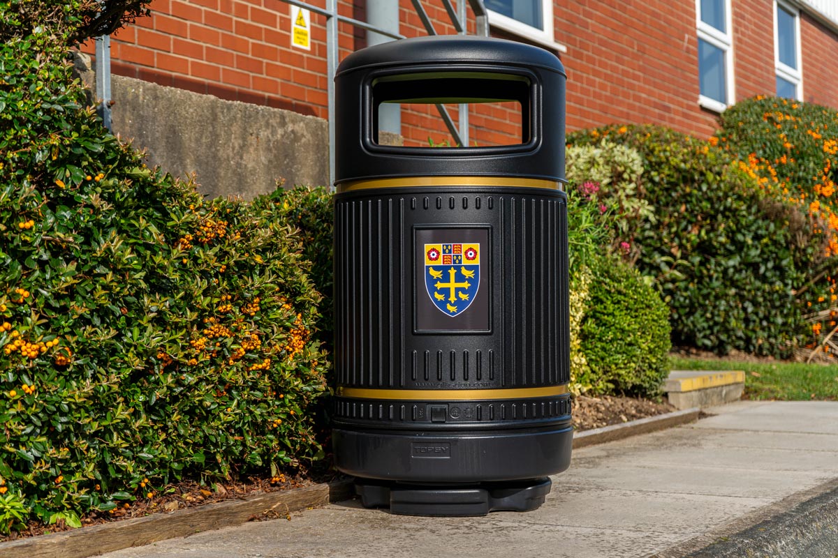 Topsy Royale&trade; Litter Bin with personalised front graphic