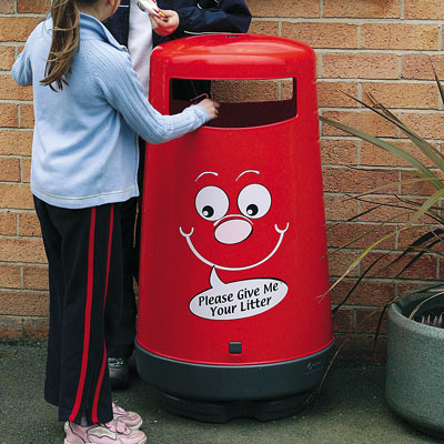 Topsy 2000&trade; Litter Bin with Billy Bin-it&trade; Symbol Now with Special Graphics for Schools