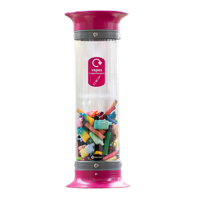 C-Thru&trade; 10L Vape Recycling Bin & Express Delivery Magenta with Recycling Sticker