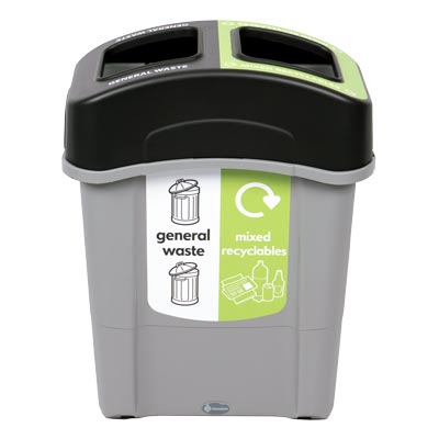 Eco Nexus&reg; Duo 60 Recycling Bin & Express Delivery 50%/50% or 70%/30% Split Lid with Front Sticker