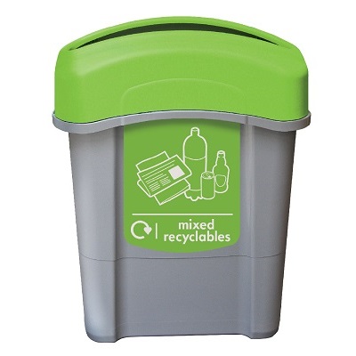Eco Nexus&reg; 60 Mixed Recyclables Recycling Bin & Express Delivery 60 Litre Indoor Container with Lime Green Open Aperture