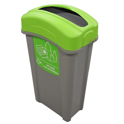 Eco Nexus&reg; 85 Mixed Recyclables Recycling Bin & Express Delivery 85 Litre Indoor Container with Lime Green Aperture & Graphic