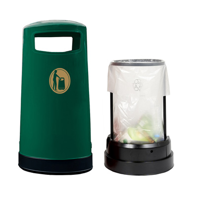 Topsy&trade; 65 Litter Bin & Express - Deep Green with Sack Retention 65 Litre Waste Bin with Sack Retention System
