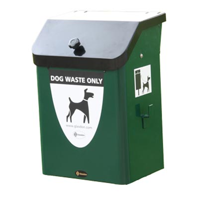 Metal Fido 35&trade; Dog Waste Bin & Express Delivery Deep Green or Red with Fixings for Post Mounting