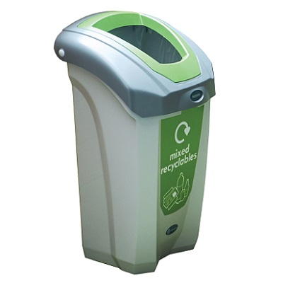 Nexus&reg; 30 Mixed Recyclables Indoor Recycling Bin & Express Delivery 30 Litre Office Mixed Recycling Container - Lime Green Aperture