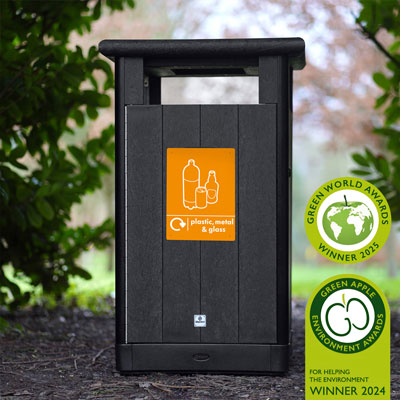 Origin&reg; Horizon 110 Plastic, Metal & Glass Recycling Bin Made from Recycled Materials