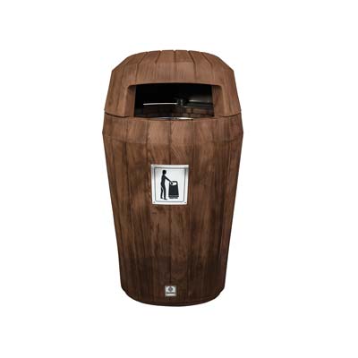 Sherwood&trade; Litter Bin with Hooded Top & Express Delivery Outdoor Hooded Litter Bin with Metal Liner & Bin-it Plaque