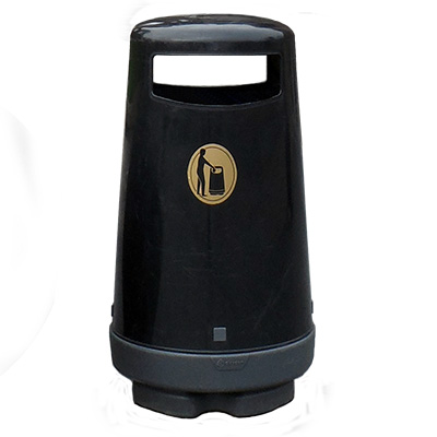 Topsy 2000&trade; Litter Bin & Express Delivery - Black 90 Litre Waste Bin with Metal Liner
