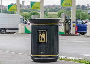 Canyon™ Large Capacity External Gas Station Trash Can by the gas pumps