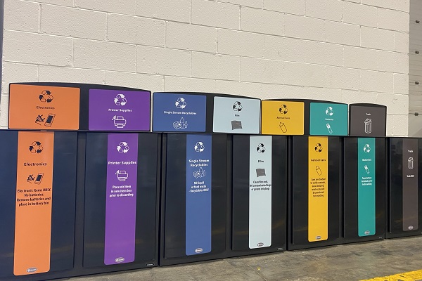 Chevron Phillips multicoloured and personalised waste segregation containers