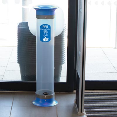 C-Thru&trade; 15Q PPE Disposal Bin PPE Waste Collection Tube