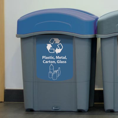 Eco Nexus&reg; 16G Plastic, Metal, Carton and Glass Recycling Container
