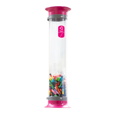 C-Thru&trade; 15Q Vape Recycling Bin with Express Shipping Magenta Funnel Aperture with Magenta Vape Decal