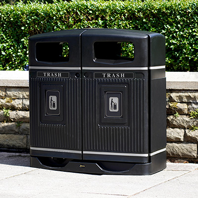 Glasdon Jubilee&trade; 58G Duo Trash Receptacle Double Commercial Trash Can
