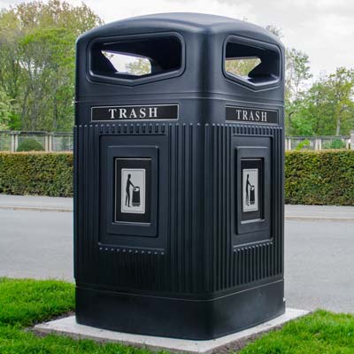 Glasdon Jubilee&trade; 80G Trash Receptacle Large 80 Gallon Outdoor Trash Can