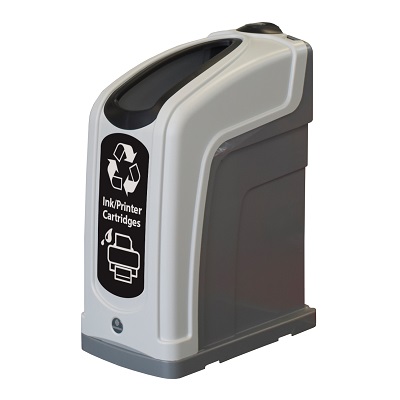 Nexus&reg; 13G Ink/Printer Cartridges Recycling Bin with Express Shipping Slim 13-Gallon Capacity with Bold Black Decal & Open Aperture