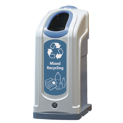 Nexus&reg; 13G Mixed Recyclables Recycling Bin with Express Shipping Slim 13-Gallon Capacity with Decal & Open Aperture