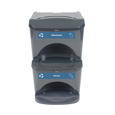 Nexus&reg; Stack 16G Recycling Bin with Express Shipping Stackable 16-Gallon Recycling Bin with Recycling Decal Set
