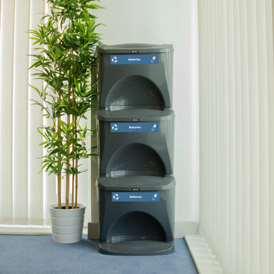 Nexus&reg; Stack 24G Battery Recycling Bin - Blue Battery Decal Set