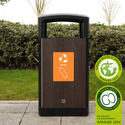 Origin&trade; Curve 29G Recycling Bin Made from Recycled Materials