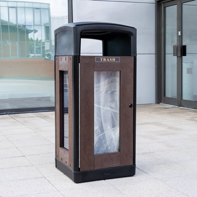 Origin&trade; Insight 40G Transparent Security Trash Can Made from Recycled Materials