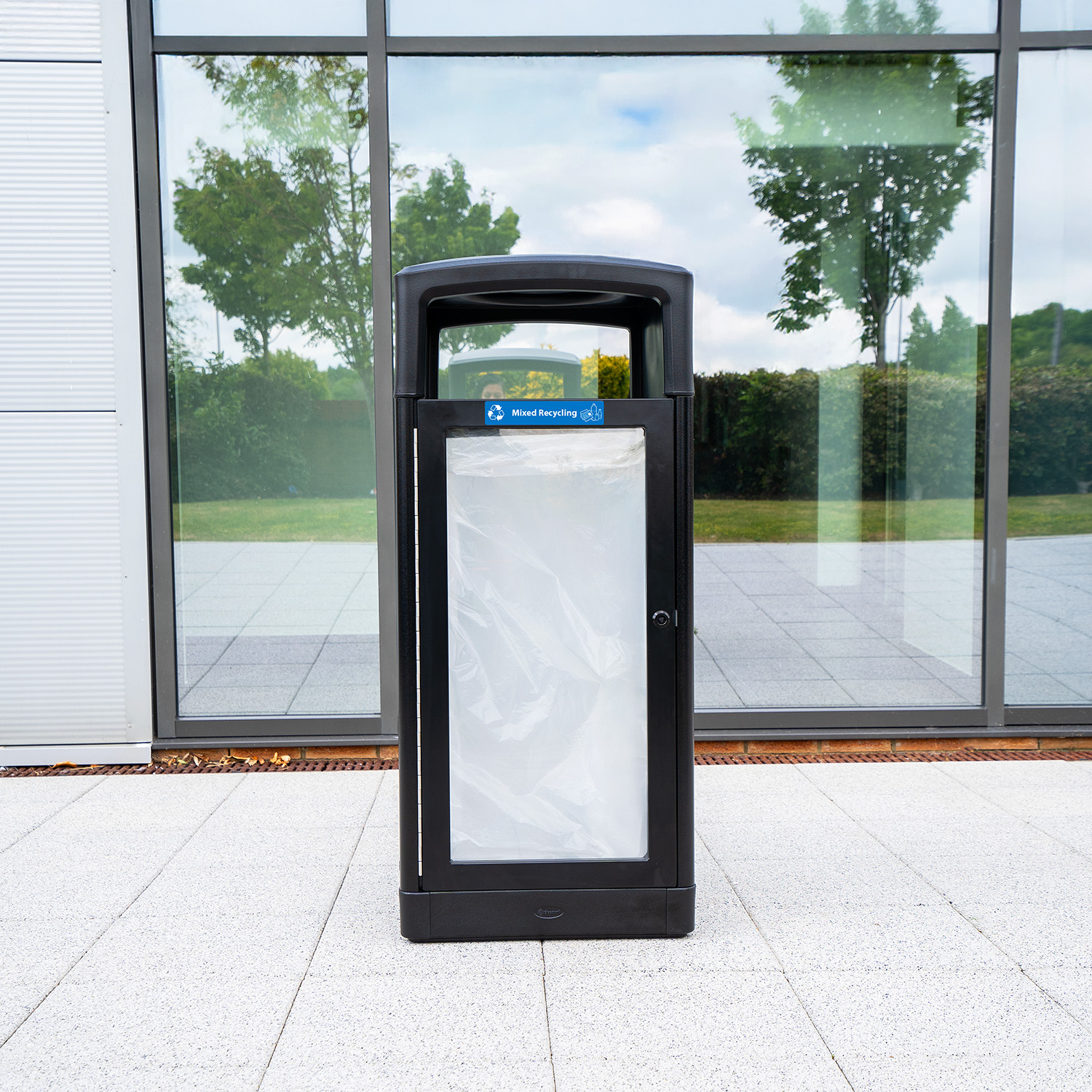 Origin&trade; Vision 40G Transparent Security Recycling Bin Made from Recycled Materials